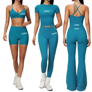 DY Custom Logo High Quality 6 Pieces Sport Set High Waist Shorts Leggings Suit Gym Sportswear Women Fitness Clothes Yoga Set Gym