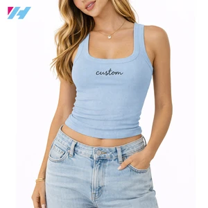 Custom Womens Ribbed Tank Top Scoop Neck Sleeveless Slim Fit Stretch Basic Casual Summer OEM ODM Manufacturer