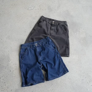 Men's Unisex Washed Denim Shorts Casual Loose Fit Straight Leg Jean Shorts for Summer Spring