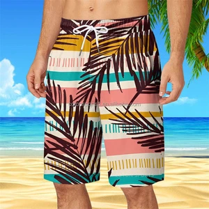 Custom High Quality Summer Sublimation Hawaiian Print 1 Piece Quick Dry Board Shorts Surf Swimwear Mens Swim Trunks
