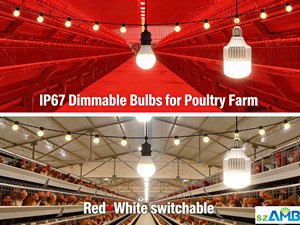 LED Light for Poultry Farm BU140C 9W-15W IP67 AC100-265V 2700K-6500K Flicker-free Red&White Switchable Clear Cover 5 Years
