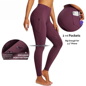 Women Equestrian Clothing High Waist Four-Way Stretch Silicone Anti-Slip Durable Riding Breeches Riding Pants Tights Pockets