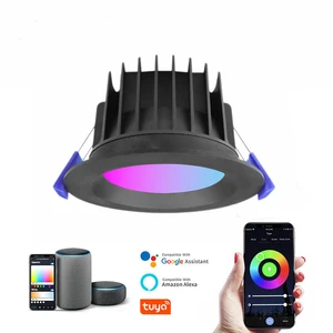 Smart Tuya Zigbee Led Downlight Black10W 90mm Saa 3cct Ce WIFI Bluetooth Spotlight IP54 220v Rgb Dimmable Hotel Home Led Light