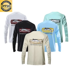 Custom LOGO Breathable Long Sleeve Dry-Fit Fishing Wear Quick Dry UV Protection Spf UPF 50 Durable Polyester Men Fishing Shirt
