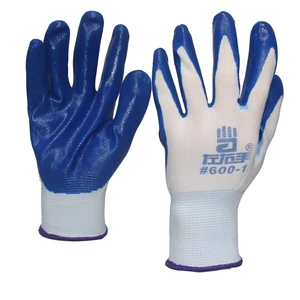 Custom Polyester Red Shell Waterproof Gloves Oil Resistant Palm Nitrile Gloves Nitrile Coating Work Garden Safety Gloves