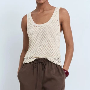 High Quality Women Casual Crochet Cropped Tank Tops Camisole Hollow Out Sleeveless Loose Fit Vest Eco-Friendly