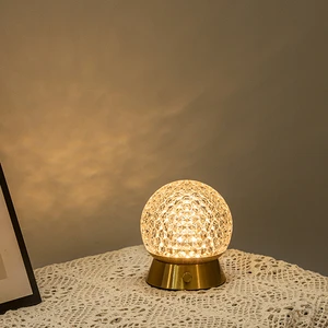 Classic Style Dimmable Home Decor Lampe De Table Led Gold USB Rechargeable Battery Cordless Crystal Table Lamp Luxury Gift Light