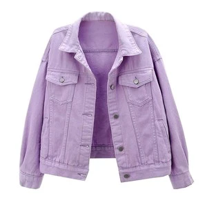 New Wholesale Ladies Loose Baby Pink Jean Jacket Plus Size Women's Long Sleeve Denim Coat Button Decoration Breathable Jacket