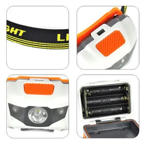 LED Headlamp for Fishing Hunting & Camping 4 Modes IP44 Waterproof 3AAA Battery Long Endurance Mini Portable