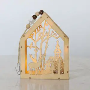 Hot Items Christmas LED Lights 4L Warm White IP44 Copper Wooden House Light 11*2.7*15CM for Home Living Room Decoration