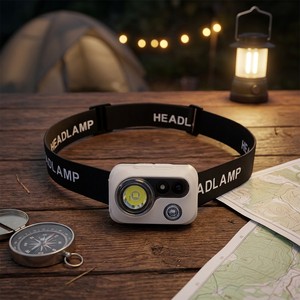 Popular Portable Outdoor Waterproof ABS Night Running Fishing Flashlight Headlamp Double LED Light with Motion Detection