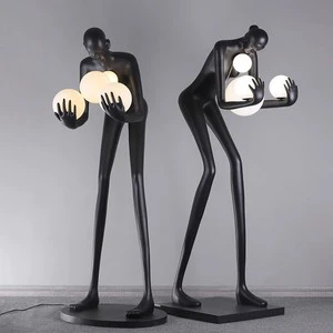 Tall Modern E27 LED Sculpture Floor Lamp White Glass Shade High Brightness Resin Body Foot Switch Living Room Bedroom Home