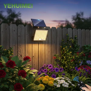 Hot Sales Remote Control 82 LED Solar Split Split Wall Lamp Outdoor Garden Light Human Body Sensor Garage Parking Light
