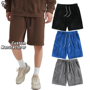 Custom Coral Fleece Shorts Warm Soft Casual Daily Wear Trendy Elastic Waist Drawstring Pocket Lounge Shorts Streetwear Bottoms