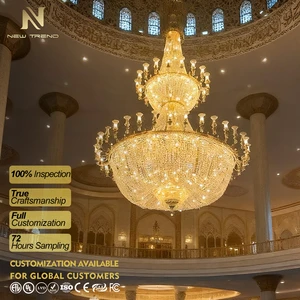 Bespoke Large Size Islamic Lamp LED Mosque Crystal Chandelier Light For Masjid Lobby Prayer Hall
