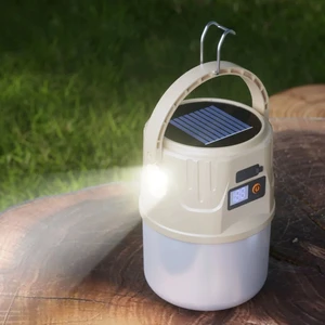 Camping Lamp Portable Camping Light Solar Panel 2 Modes Waterproof Lamp with Hook Survival Gear for Tent Hiking Fishing Home
