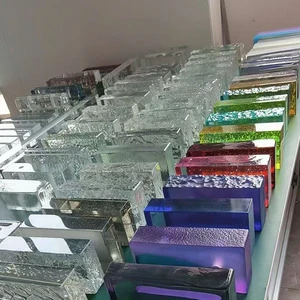 Hot Melt Pattern Texture Painted Color Solid Glass Blocks Grey Green Purple Yellow Color Glass Bricks For Wall Partition