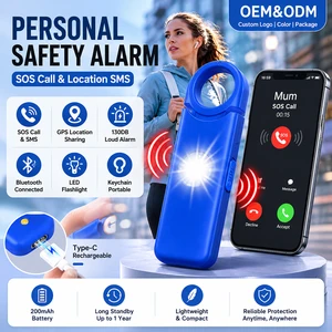 OEM&ODM 130dB Personal Safety Alarm Strobe Light Emergency SOS Call GPS Location Rechargeable Self Defense Keychain For Women