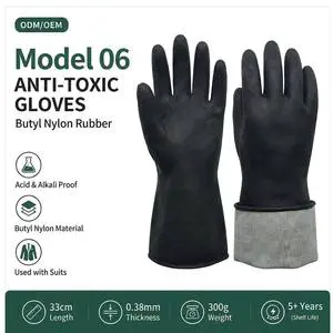 Model 06 Butyl Nylon Rubber Anti-toxic Gloves 33cm Length Acid Alkali Resistant Industrial Chemical Protective Safety Gloves