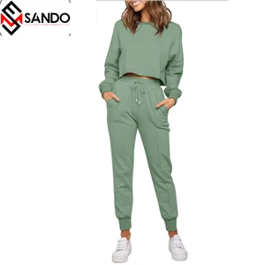 Custom Designed Organic Cotton Women's Spring Embroidered Track Suit Breathable Two-Piece Set Plus Size Available