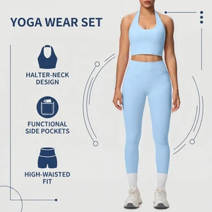 New Design Two Piece Set Gym Yoga Bra and Leggings Sportswear Fitness Yoga Leggings Set for Women