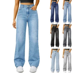High-quality New Style Women's Jeans, Relaxed and Loose Straight-cut Women's Jeans, Wholesale Available