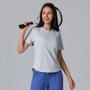 Round-Neck T-Shirt for Women Loose Cloud-Like Casual Waist-Cinching Slimming Summer Short-Sleeve Breathable T-shirt Tops
