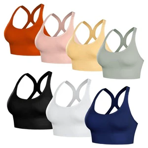Cross Beauty Back Shoulder Straps Seamless Wirefree Sujetador Deportivo Fit Backless Sports Bras Gym Fitness Yoga Bra for Womens