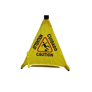 Yellow Fabric Pop-Up Safety Cone With Holder for Safety Products