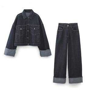 2025 Denim Outfits Two Piece Set for Women Jeans Set Two Piece Fashion Streetwear Jacket Top and Women's Set