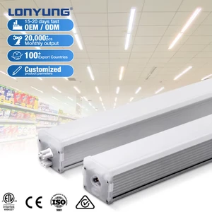 Lonyung CE ETL 5000K Emergency LED Batten Lamp Project Industrial Surface Mounted Warehouse Linkable Aluminum Shop Tubes Light