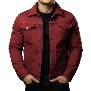 Custom Made Men's Long Stretch Denim Jacket Men Jean Jacket Cotton Blue Winter Plain Denim Jacket For Men Plus Size for sale