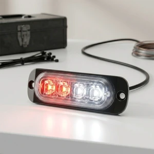 Red White 4 LED 2W IP67 Waterproof 3 Inch 10-30V Emergency Beacon Flashing Light with Thick Side Legs for Lorry Trailer