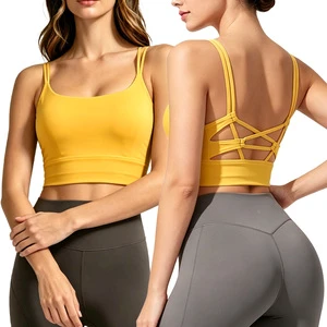 Ladies U-Neck Breathable Lightweight Yoga Bra Multi-Strap Adjustable Crisscross Back Four-Way Stretch Medium Support Comfortable