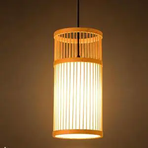 Custom Woven Bamboo Oval Long Energy Saving Ceiling Lamp Wireless Control Adjustable Height Pendant Lighting Fixture Living Room