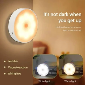 Intelligent Rechargeable LED Puck Lights Automatically Brighten Under Cabinet Closet Wardrobe Stairs Hallway Motion Sensor Light