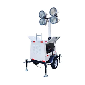 New Design Telescopic High Mast Light Tower 8m Hand Push Trailer + Generator For Sale