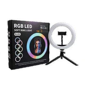 RGB Soft Ring Light Adjustable Brightness 360 Rotation Durable Lightweight for Video Camera Smartphone Live Streaming Lighting