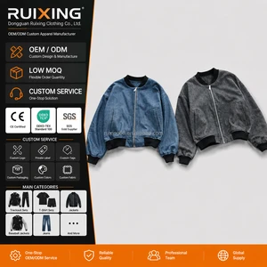 Reliable Supplier Custom Denim Bomber Jacket Wholesale Washed Jean Jackets Boxy Fit OEM Private Label Bespoke Streetwear Outfits