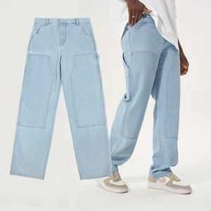 High-quality Vintage Formal Breathable Light Wash Woven Men's Straight Jeans in Summer Customized Plus Size Casual Joker Jeans