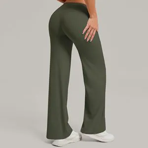 Women High Elastic Waist Solid Plus Size Yoga Pants Straight Leg Loose Wide-Leg Butt-Lifting Long Pants for Running Gym Fitness
