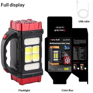 COB Multifunctional Outdoor Emergency Portable Searchlight Solar USB Rechargeable Camping Lighting Flashlight ABS