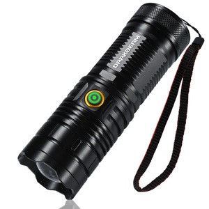 LED Emergency Flashlight 1000+ Lumens Rechargeable USB Adjustable Beam IP20 300-400M Beam Aluminum Alloy Body SOS/Moonlight