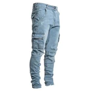 Wholesale Men Denim Side Pocket Outdoor Jeans Zipper Long Pants Men's Clothes Casual Trousers Casual Jeans