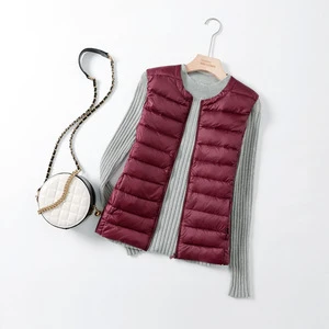 Light Down Jacket Lady Waistcoat Autumn Winter Collarless Plus-Size Women's Vests & Waistcoats