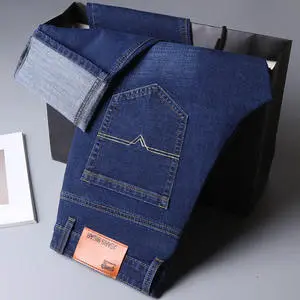 Custom Classic Slim Straight Skinny Jeans Ready Ship Fashionable Casual Denim Print Wholesale Plus Size Men's Jeans Pants