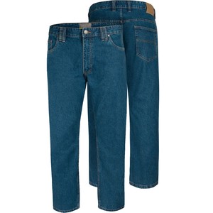 Men's 2024 Blue Denim Jeans Plus Size Regular Fit Double Stitching Autumn Print Casual Breathable Eco-Friendly 100% Cotton