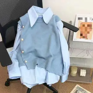 Wholesale 2026 Spring New Fashion Candy Color Knitted Tank Top Shirt Two Piece Set Women's Two Piece Set Shirt Tank Top