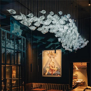 ANNO New Design Custom Glass Fish Pendant Chandelier Luxury Living Room Light