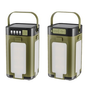Outdoor Solar Camping Lights With Four-Leaf Folding With Rechargeable Battery With Power Bank Function and Hook